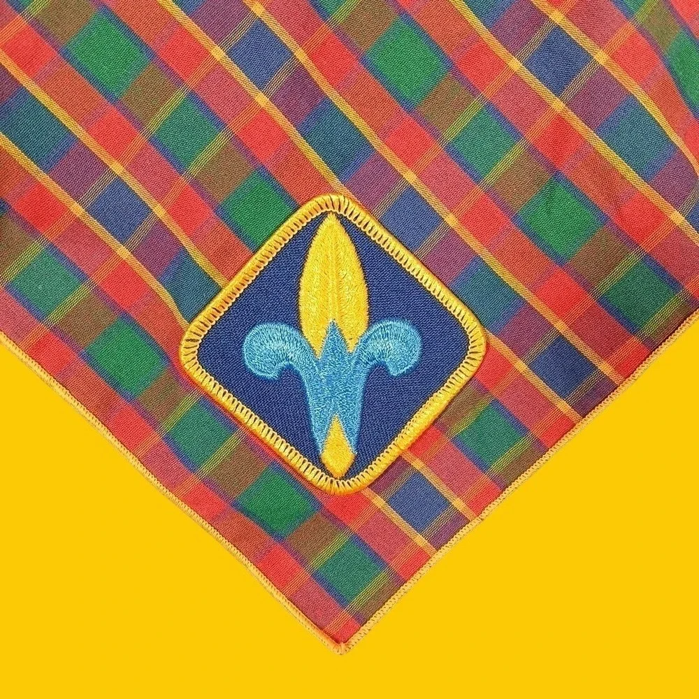 Boy Scouts of America Neckerchief Multicolor Plaid Scout Scarf Vintage